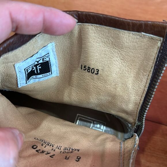 Frye Womens Brown Phillip Harness 76870 Leather Round Toe Zip Boots Size 8B - Picture 12 of 14